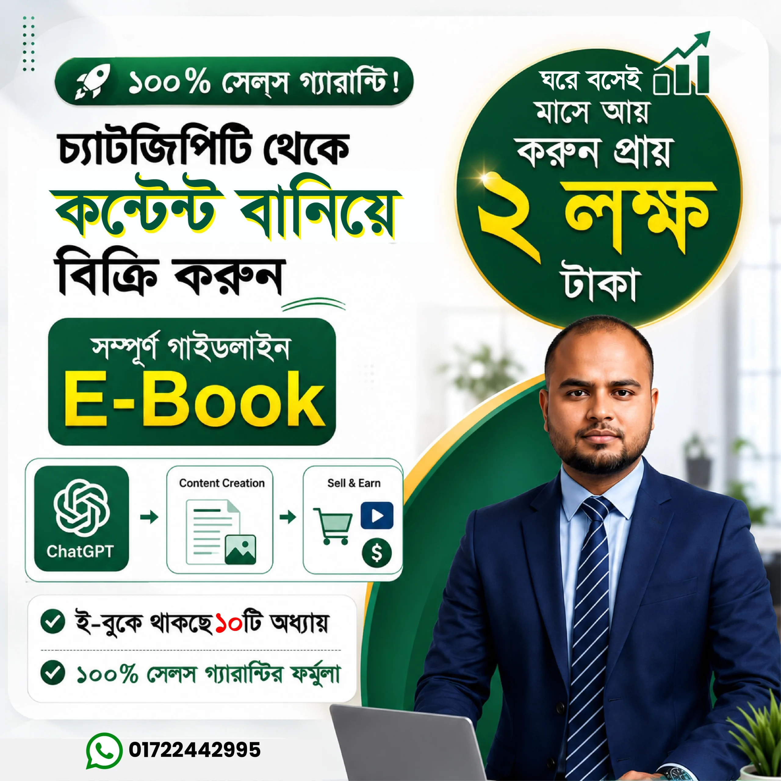 ChatGPT ব্যবহার করে ইনকাম করুন লাখ টাকা ই-বুক কভার